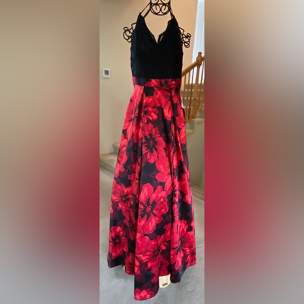 Black & Red Floral Maxi Dress
